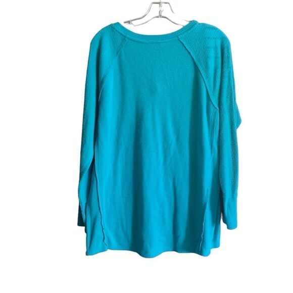 Wildfox Haley Brushed Top Sweater V-Neck in Peacock/Teal Size Large - Picture 3 of 6